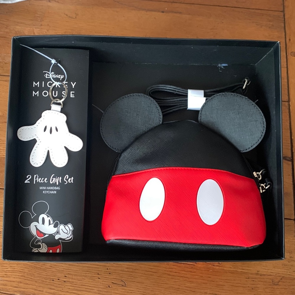 Mickey Mouse Mini Handbag and Key Chain Gift Set Disney Crossbody Wristlet NWT